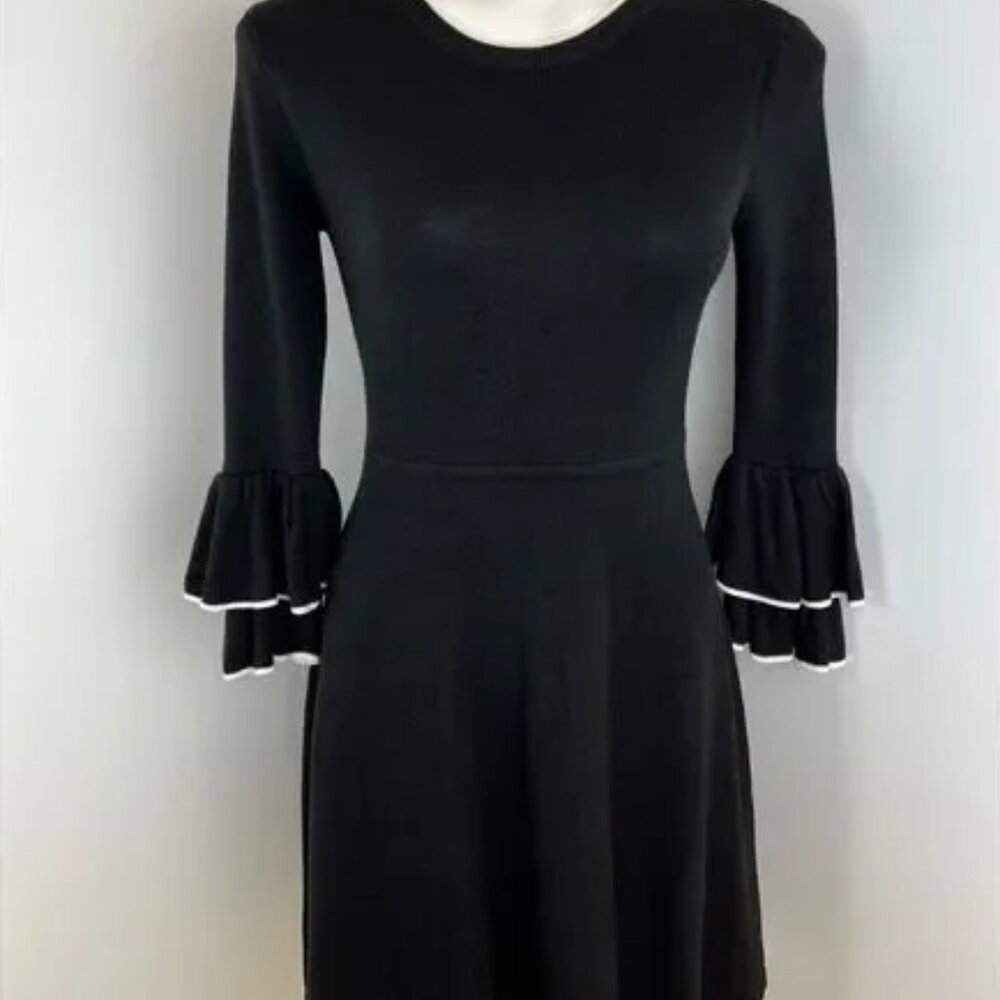 Vince Camuto Knit Bell Ruffle Sleeve Sweater Dress XS